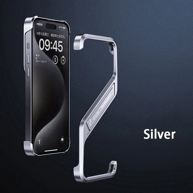 Phonava™ Metal Rimless iPhone Case with Kickstand & Heat Dissipation