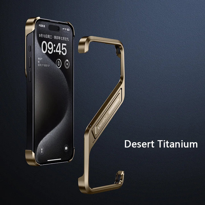 Phonava™ Metal Rimless iPhone Case with Kickstand & Heat Dissipation