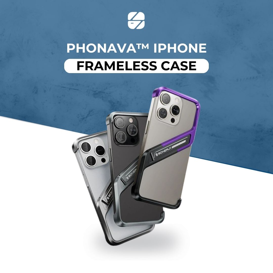 Phonava™ Metal Rimless iPhone Case with Kickstand & Heat Dissipation