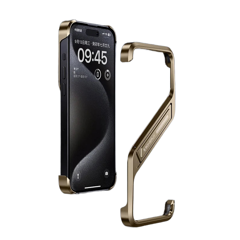 Phonava™ Metal Rimless iPhone Case with Kickstand & Heat Dissipation