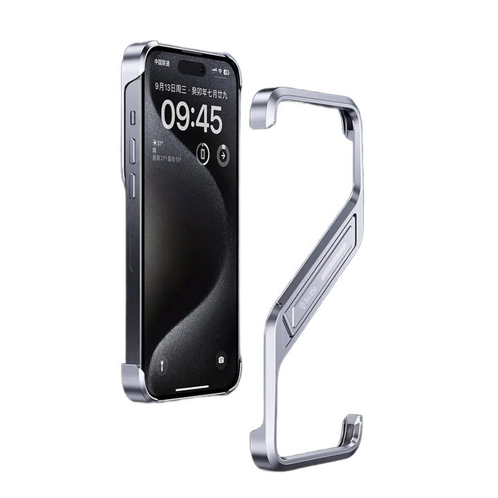 Phonava™ Metal Rimless iPhone Case with Kickstand & Heat Dissipation